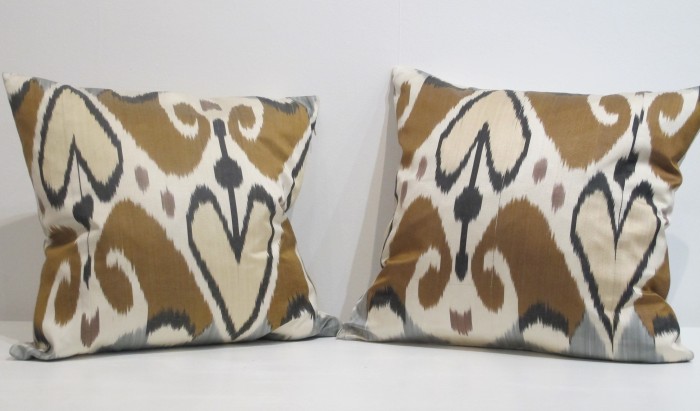 Pair of Silk Ikat Cushions