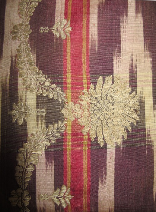 Rare Russian Silver Brocaded Silk Ikat Kavanat