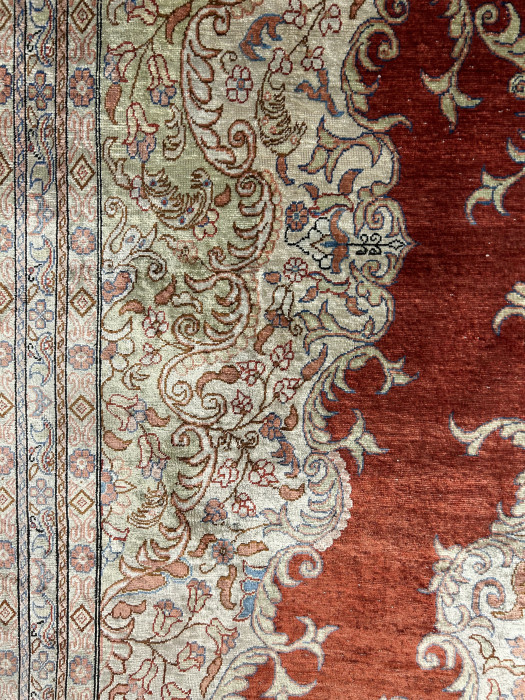 Fine Silk Kayseri Carpet with Gold Thread