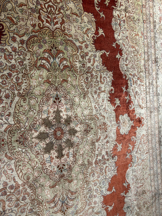 Fine Silk Kayseri Carpet with Gold Thread