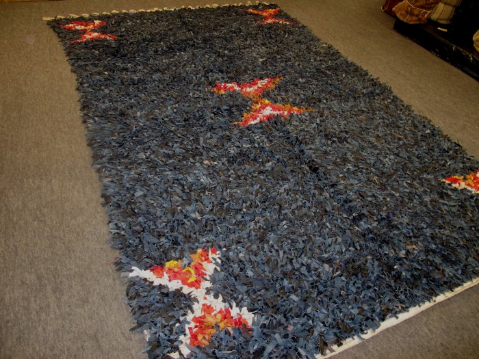 Vintage Leather Rag Rug 