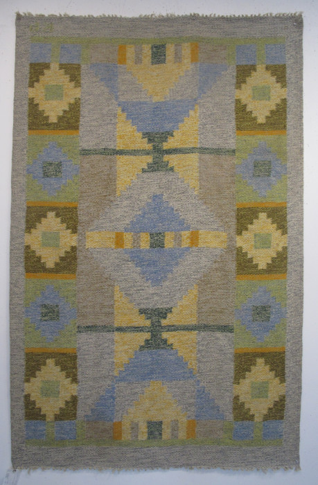Mid-Century Abstract Swedish Wool Kilim
