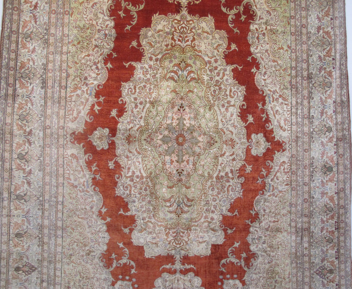 Fine Silk Kayseri Carpet with Gold Thread