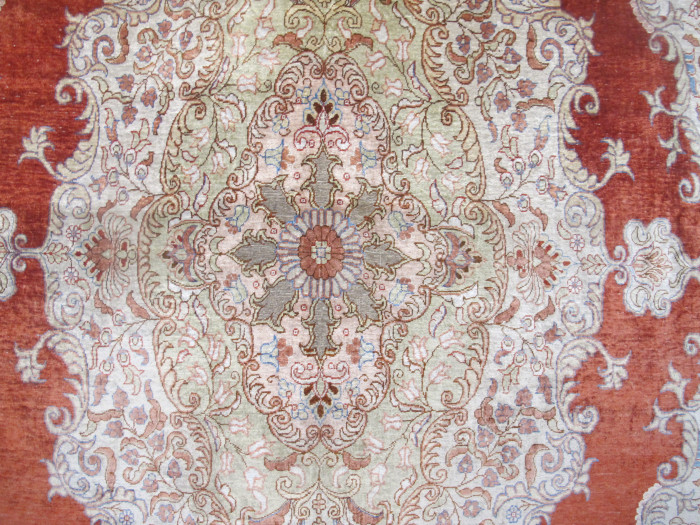 Fine Silk Kayseri Carpet with Gold Thread