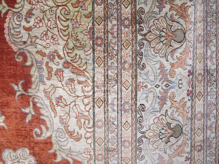 Fine Silk Kayseri Carpet with Gold Thread