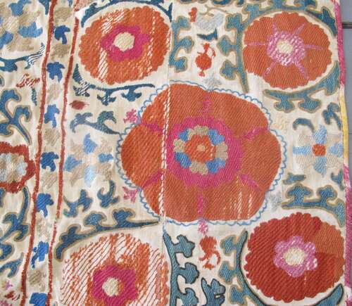 Silk Embroidered Suzani, Circa 1850, 2.14m X 1.56m