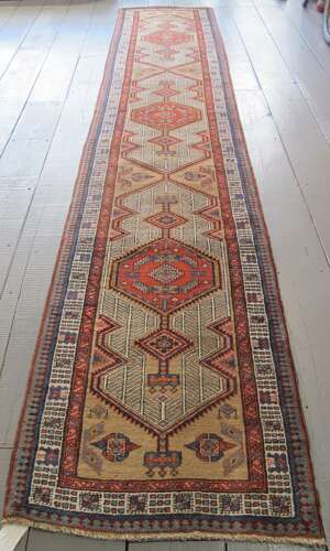 Long And Narrow North-west Persian Runner, Circa 1900, 4.53m X 0.86m