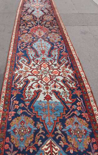 Long Persian Wool Runner, Circa 1890, 4.43m X 0.94m