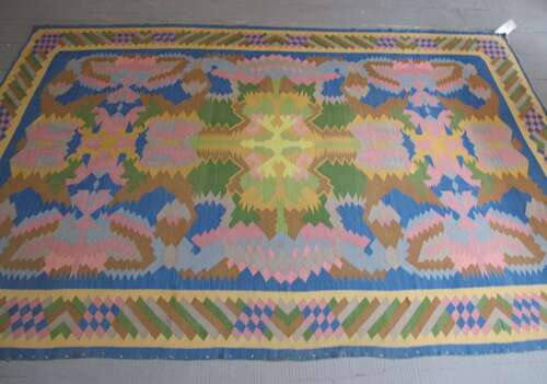 Mid-20th Century Abstract Wool Kilim, 3.05m x 1.99m.