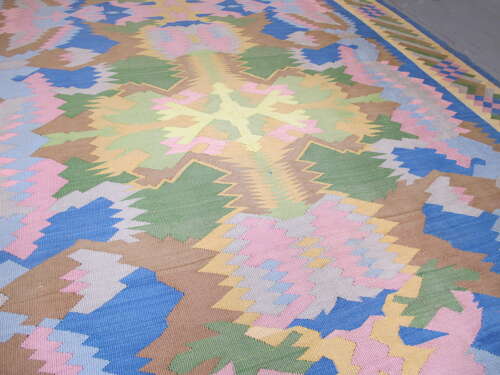 Mid-20th Century Abstract Wool Kilim, 3.05m x 1.99m.