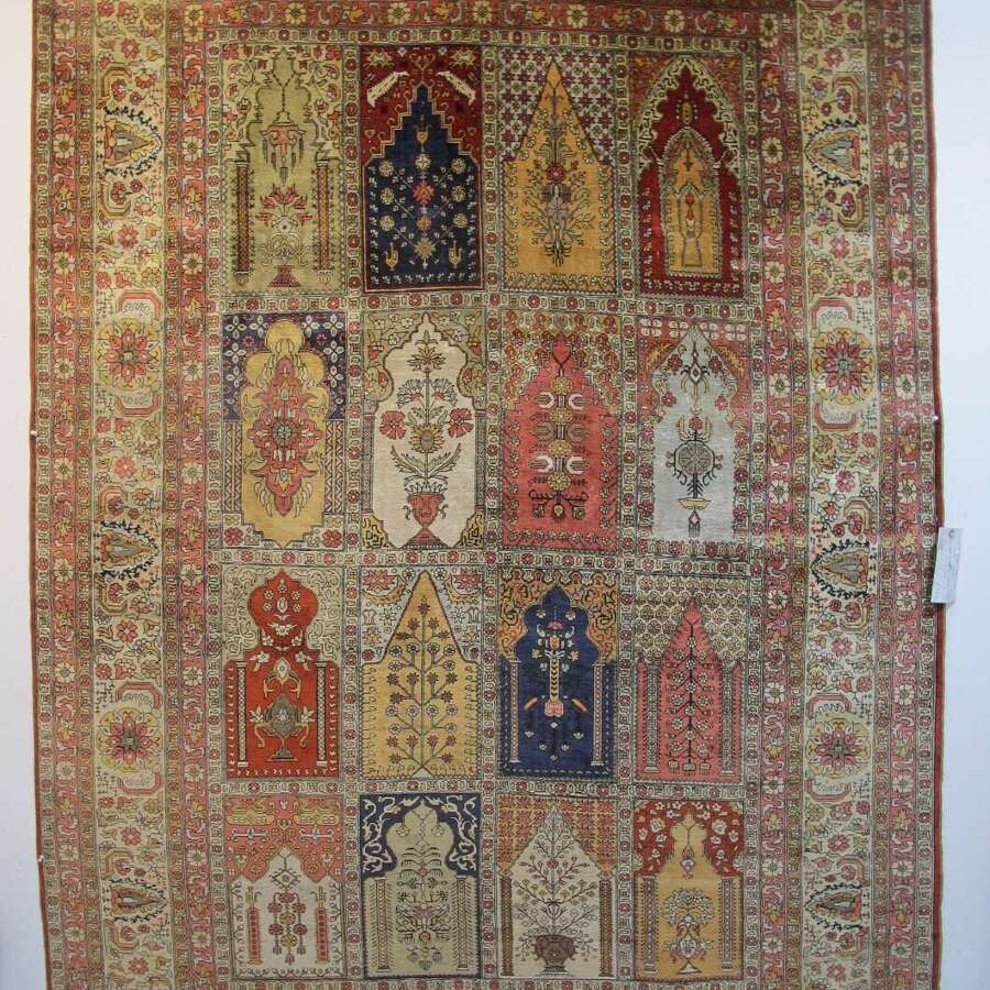 Silk and Metal-Thread Hereke Carpet, Turkey, 1950-1970, 2.38m x 1.63m