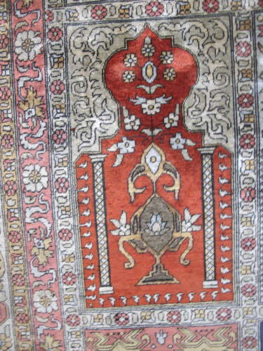 Silk and Metal-Thread Hereke Carpet, Turkey, 1950-1970, 2.38m x 1.63m