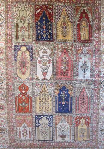 Silk and Metal-Thread Hereke Carpet, Turkey, 1950-1970, 2.38m x 1.63m