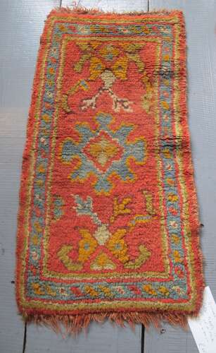 A Pair of Cute Antique Oushak Mats, Turkey, Circa 1890