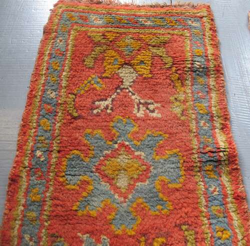 A Pair of Cute Antique Oushak Mats, Turkey, Circa 1890