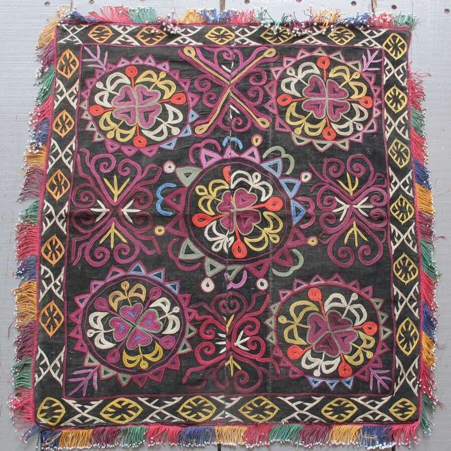 Silk Embroidered Mirror Cover, Kyrgyzstan, Late 19th Century
