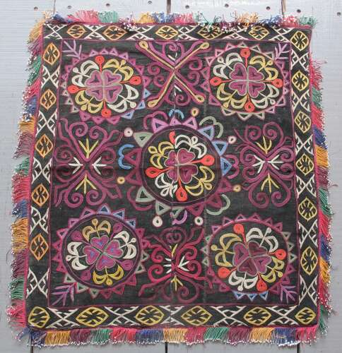 Silk Embroidered Mirror Cover, Kyrgyzstan, Late 19th Century