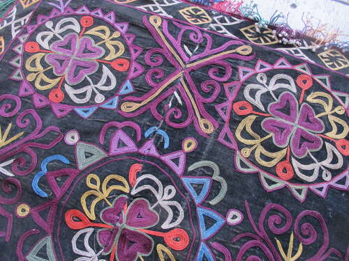 Silk Embroidered Mirror Cover, Kyrgyzstan, Late 19th Century