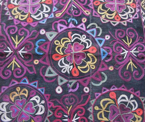 Silk Embroidered Mirror Cover, Kyrgyzstan, Late 19th Century