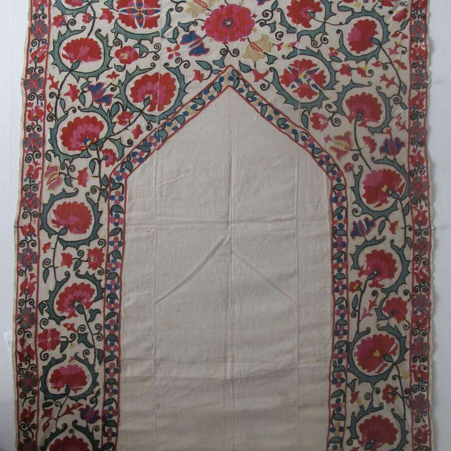 Bokhara Nim-Suzani with Architectural Design, Circa 1850, 1.23m x 0.92m