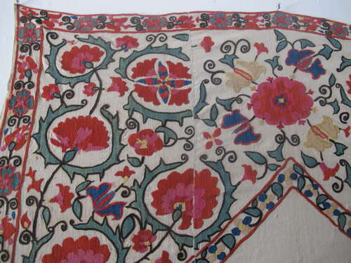 Bokhara Nim-Suzani with Architectural Design, Circa 1850, 1.23m x 0.92m
