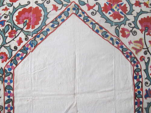 Bokhara Nim-Suzani with Architectural Design, Circa 1850, 1.23m x 0.92m