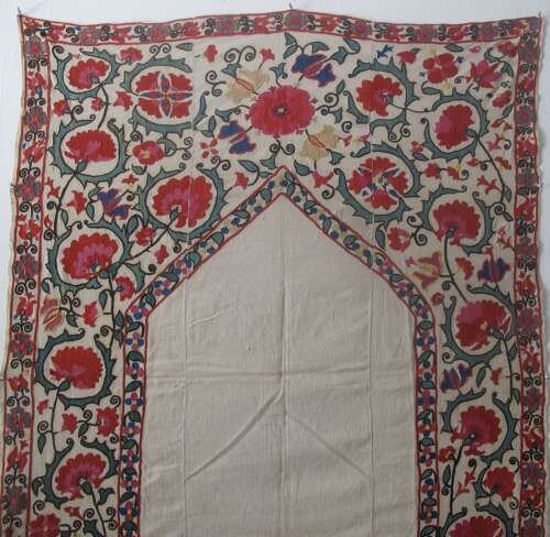 Bokhara Nim-Suzani with Architectural Design, Circa 1850, 1.23m x 0.92m
