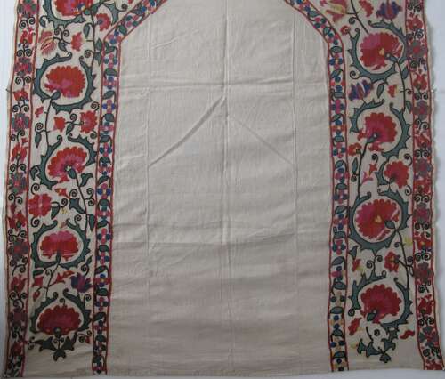 Bokhara Nim-Suzani with Architectural Design, Circa 1850, 1.23m x 0.92m