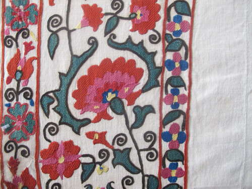 Bokhara Nim-Suzani with Architectural Design, Circa 1850, 1.23m x 0.92m