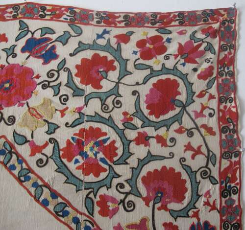 Bokhara Nim-Suzani with Architectural Design, Circa 1850, 1.23m x 0.92m